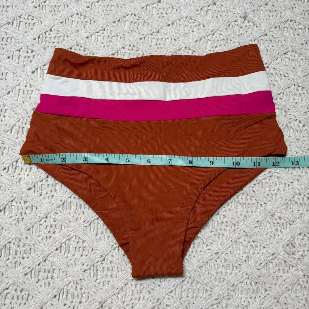 L*Space Portia Bikini Bottom Brown Pink White – Women’s S NWOT w/hygiene sticker